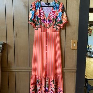 Lulu’s floral print and striped summer dress